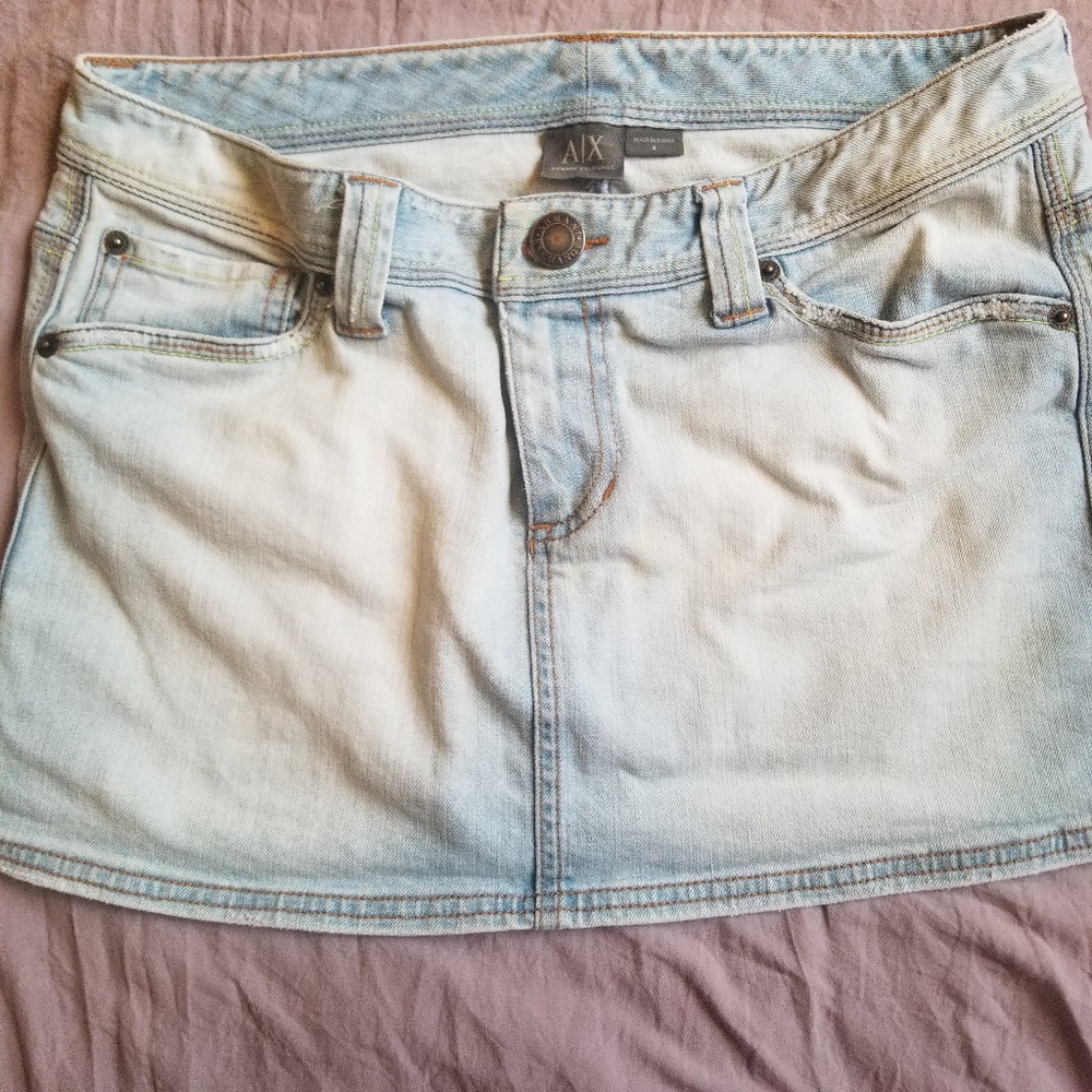 Light blue distressed A/X Jean skirt